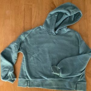 Madewell MWL Airyterry Cropped Hoodie Sweatshirt XS Blue